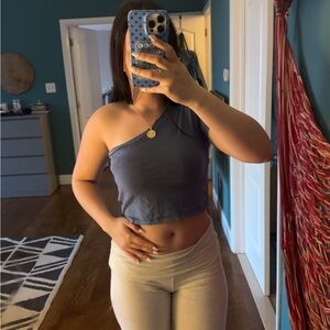 Aerie One-Shoulder Navy Crop Top